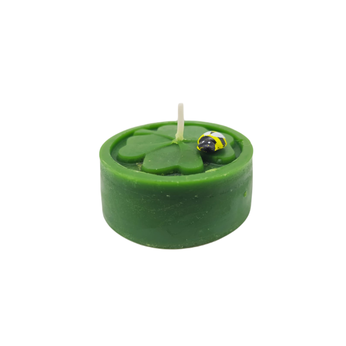 Svíčka z včelího vosku čtyřlístek zelený