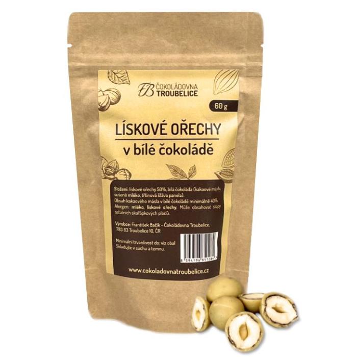 Lískové ořechy v bílé čokoládě 60g