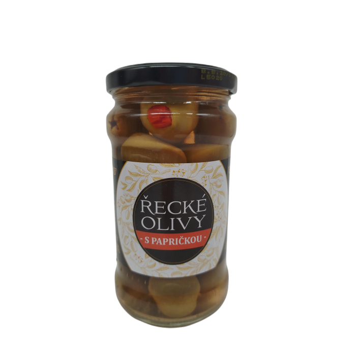Zelené olivy plněné papričkou 300g