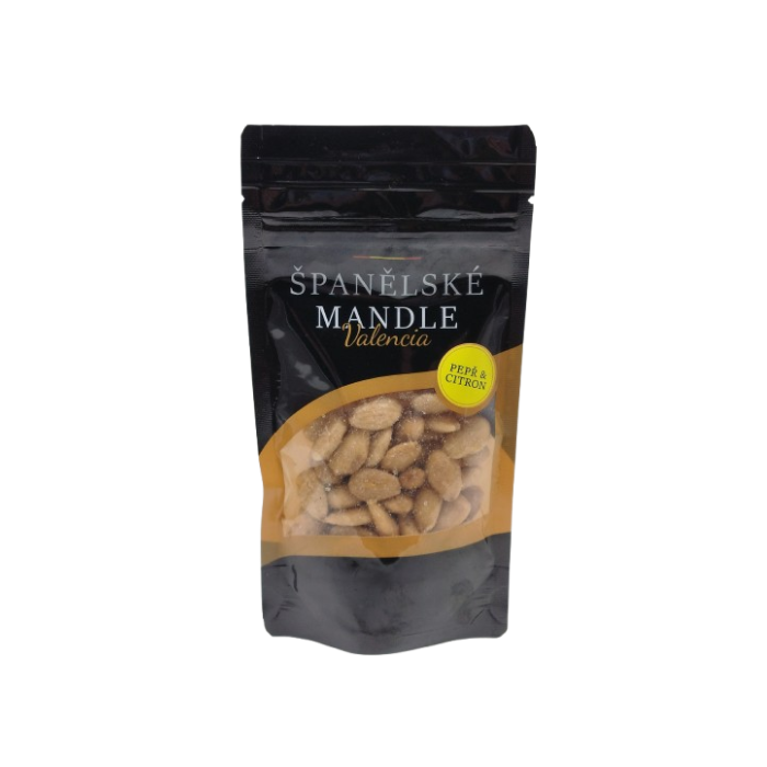 Mandle loupané pražené solené s pepřem & citrónem 80 g