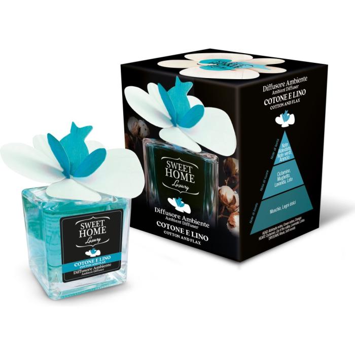 Sweet Home Aroma difuzér s dřevěnou květinou Bavlna & len 150 ml