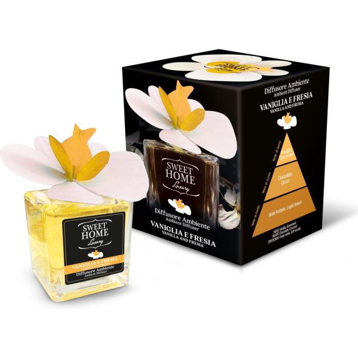 Sweet Home Aroma difuzér s dřevěnou květinou Vanilka & frézie 150 ml