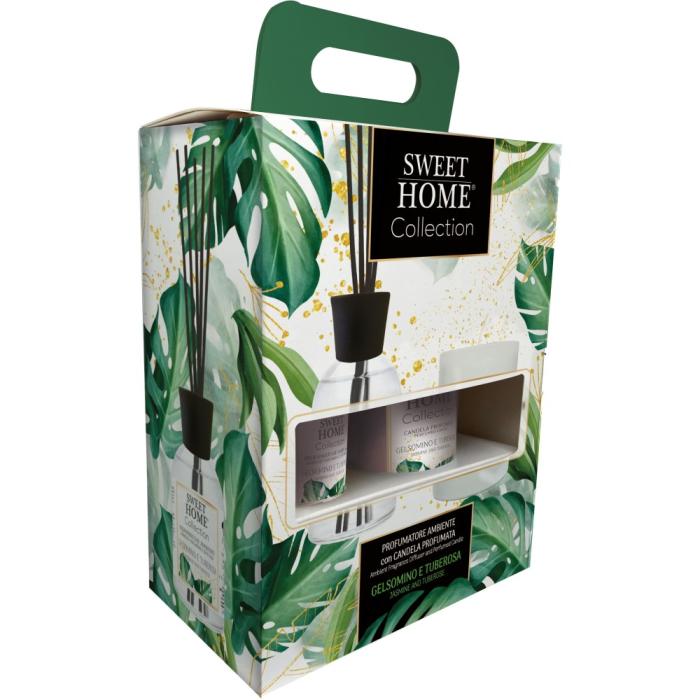 Sweet Home Dárkový set Jasmín & tuberóza - Aroma difuzér 100 ml a svíčka ve skle 110g