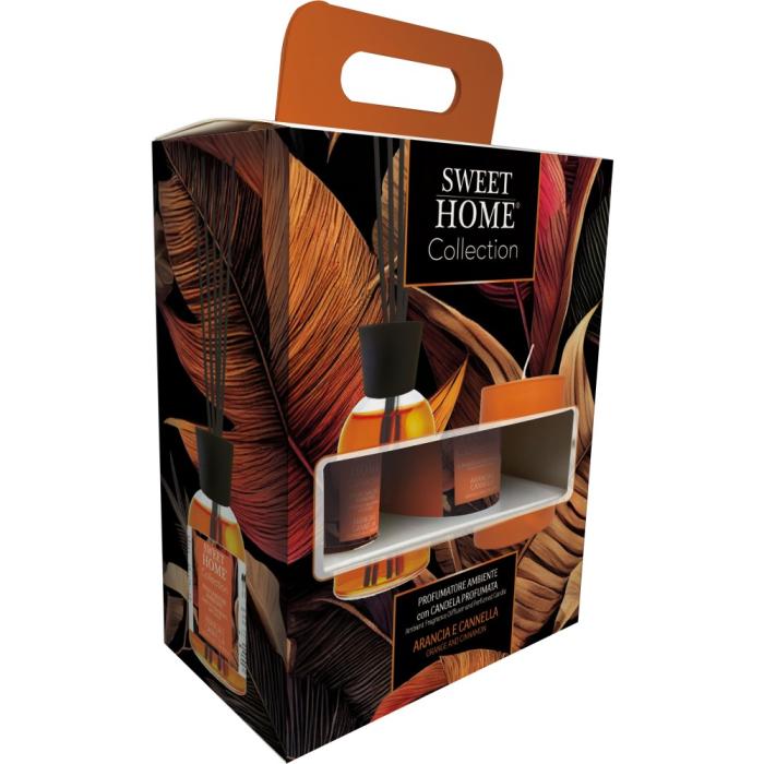Sweet Home Dárkový set Pomeranč & skořice - Aroma difuzér 100 ml a svíčka ve skle 110g