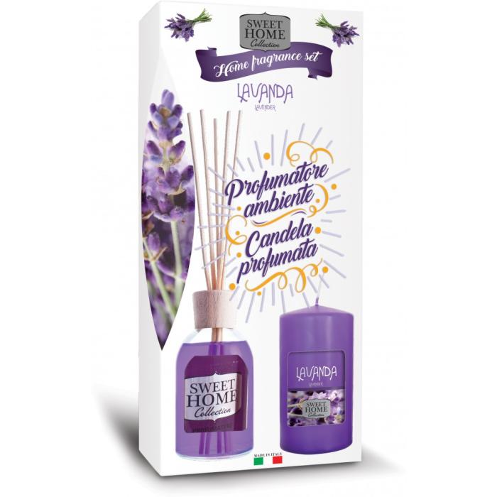 Sweet Home Dárkový set Levandule - Aroma difuzér 100 ml a svíčka 135g