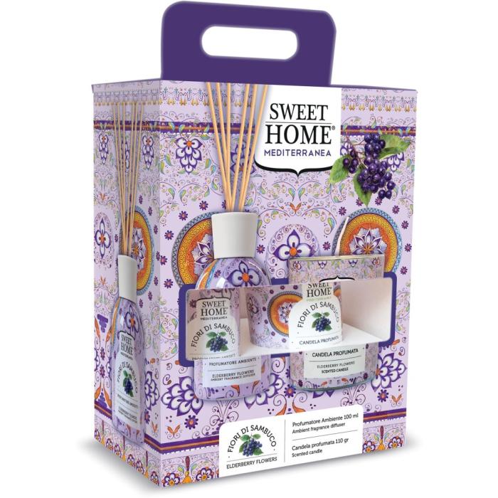Sweet Home Dárkový set Květ bezu - Aroma difuzér 100 ml a svíčka ve skle 110g