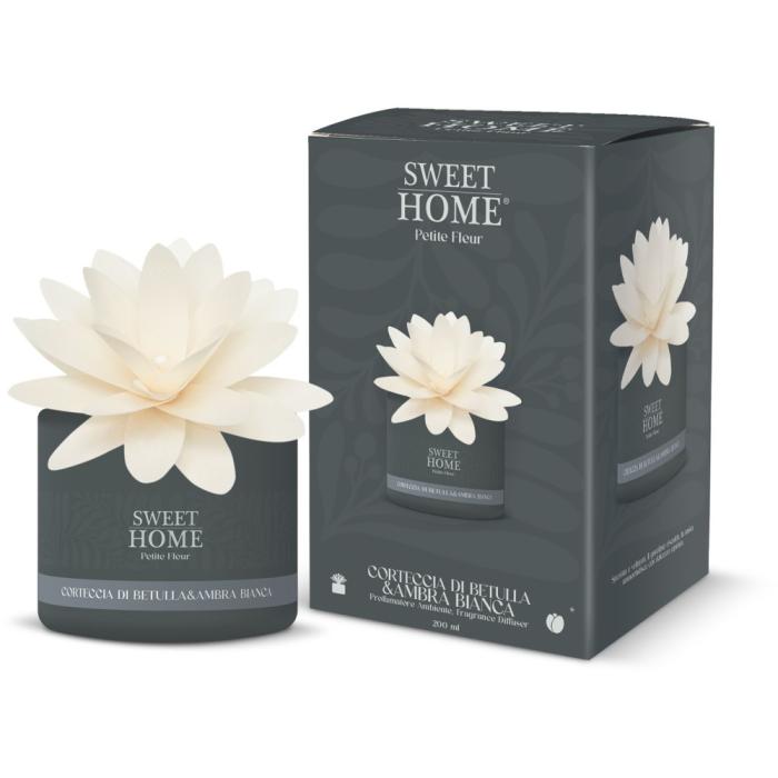 Sweet Home Aroma difuzér s dřevěnou květinou Březová kůra & Bílá ambra 200 ml