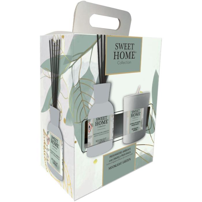 Sweet Home Dárkový set Měsíční zahrada - Aroma difuzér 100 ml a svíčka ve skle 110g
