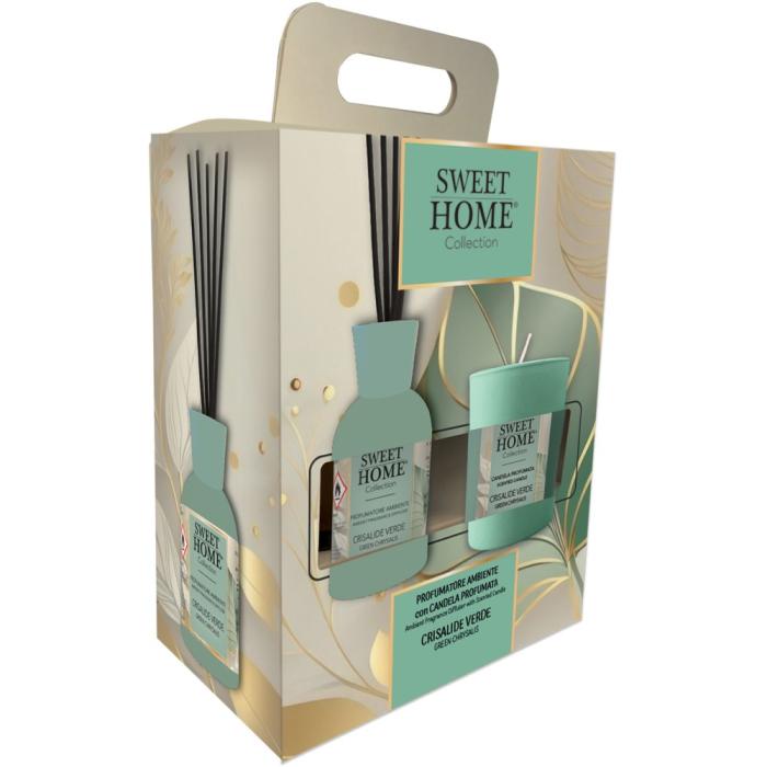 Sweet Home Dárkový set Zelená harmonie - Aroma difuzér 100 ml a svíčka ve skle 110g