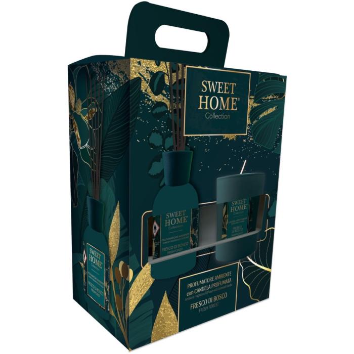 Sweet Home Dárkový set Lesní svěžest - Aroma difuzér 100 ml a svíčka ve skle 110g