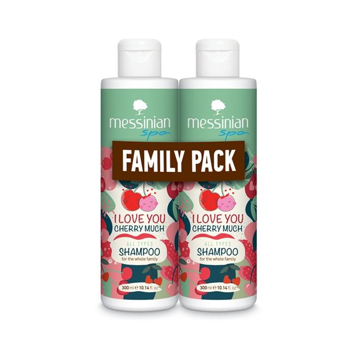 RODINNÉ BALENÍ - Šampón pro všechny typy vlasů třešně & bavlna & mandle 2x300 ml