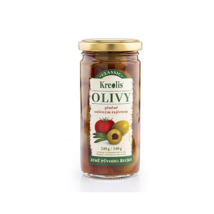 Zelené olivy plněné sušenými rajčaty 240g