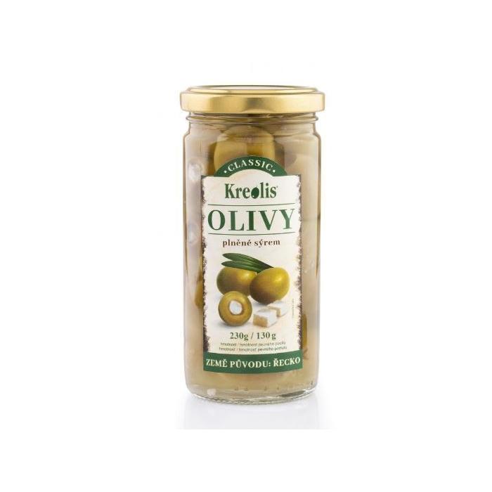 Zelené olivy plněné  sýrem 230g