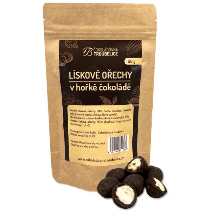 Lískové ořechy v hořké čokoládě 60g